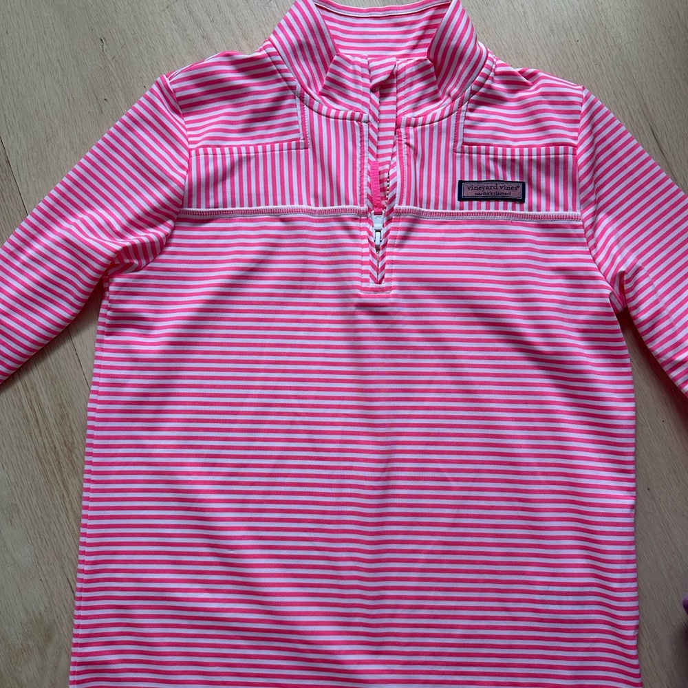 Vineyard Vines Kids Striped Pink and White Sweatshirt